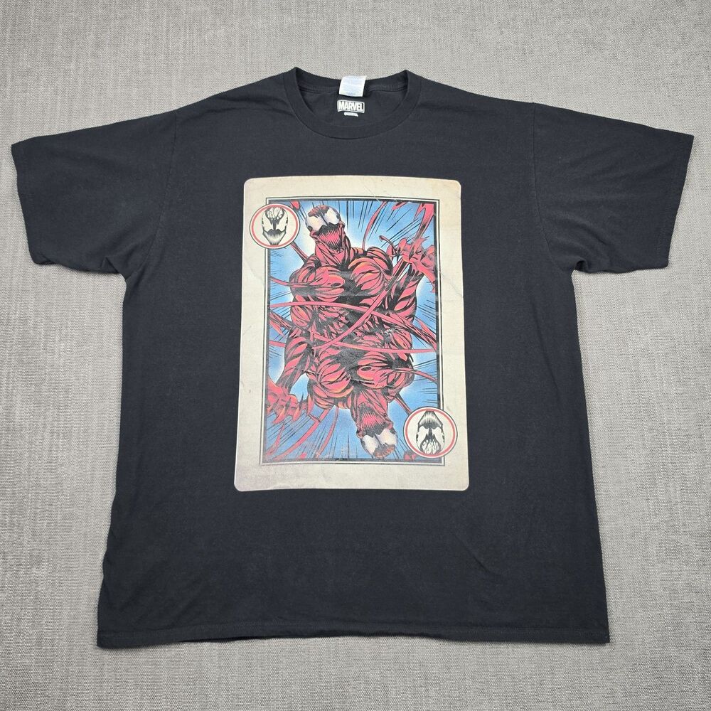 Marvel Carnage Playing Card T Shirt Mens XL Black Graphic Short Sleeve Tee